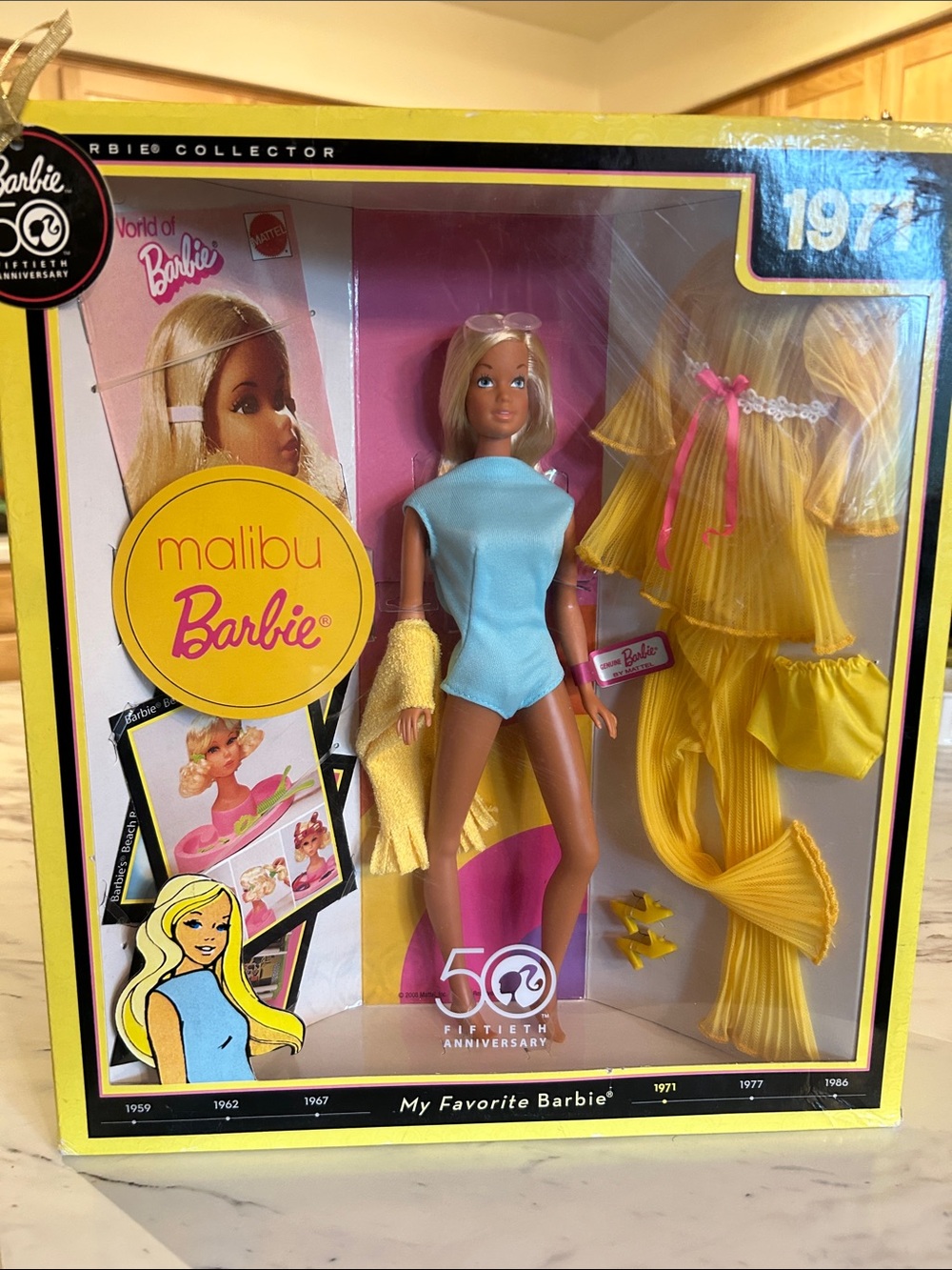 Barbie Malibu Collector Doll in Blue Swimsuit with Yellow Outfit Set - Barbie
